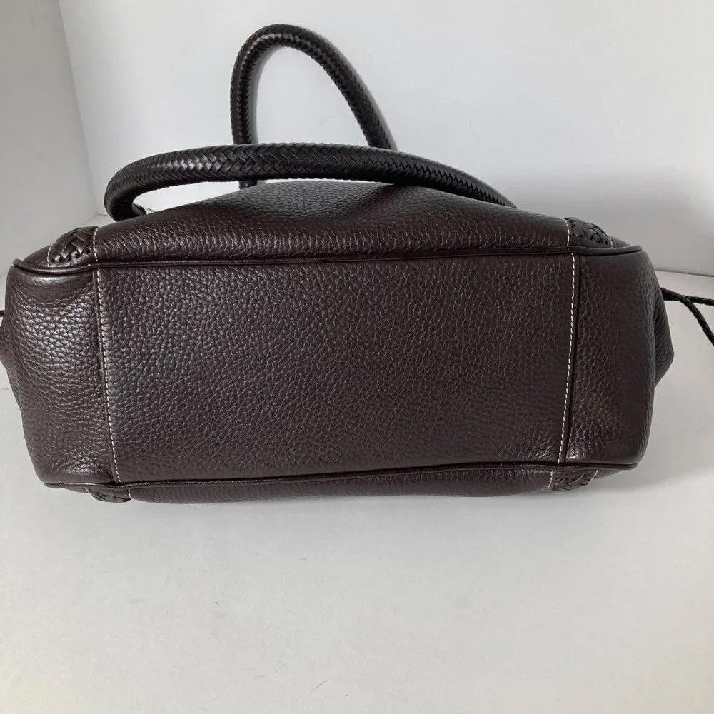 Womens Brighton Brown‎ Leather Bag Purse Magnetic Closure Turquoise Interior